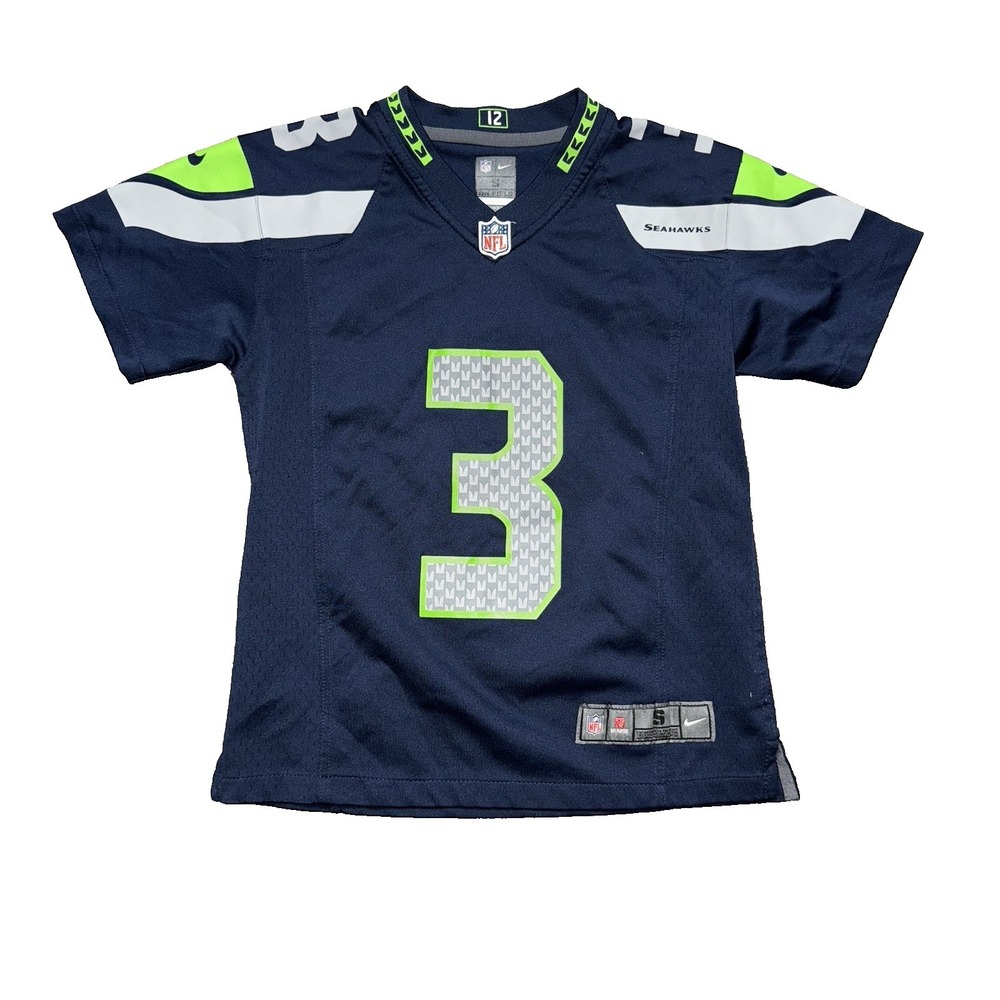 Nike On Field Seattle Seahawks NFL Football #3 Russell Wilson Jersey Yth Small